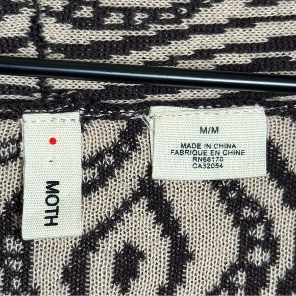 MOTH Anthropologie The Eyes Have It Brown And Cream Open Knit Cardigan Size M - Picture 5 of 10